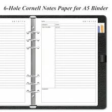 (2-Pack) Cornell Notes Filler Paper For A5 Binder - 6 Hole Cornell Notes Loose Leaf Paper, 100 Sheets/200 Pages, 100gsm, White, 5.8\ X 8.3\ - 6孔 - 查看 3