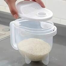 1个自动洗米器，谷物清洁过滤网，米篮筛，厨房小工具 - 白色 - 查看 8