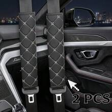 2件装简约现代菱形图案PU皮革通用汽车安全带肩垫套，耐磨防滑，易于安装，驾驶必备，汽车内饰配件，适用于轿车、SUV、卡车等。 - A - 查看 13