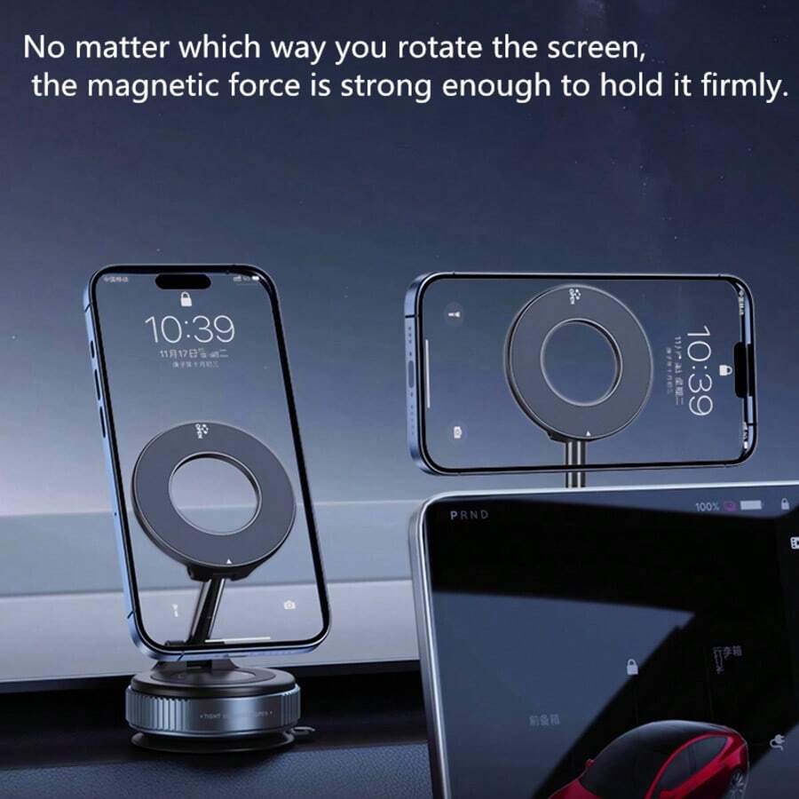 Powerful Magnetic Phone Holder, Suitable For Car Dashboard And Air Vent | Universal 360° Rotation, Compatible With MagSafe And All Phones - Modern Style - View 1