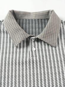 1 Áo Polo Nam Màu Đen Trắng Họa Tiết Răng Chóp, Chất Liệu Vải Dệt Kim Cao Cấp, Thoáng Khí & Chống Xù Lông, Phong Cách Cổ Điển Sang Trọng, Phù Hợp Cho Đi Làm Hàng Ngày & Các Dịp Công Sở. - trắng - Xem 9