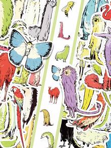 50pcs Elongated Animal Illustration Stickers Aesthetic Vibes For Journal, Phone Case, Tablet, Water Bottle, Desk, Helmet, Bike, Luggage, Waterproof Decals - Multicolor - View 1