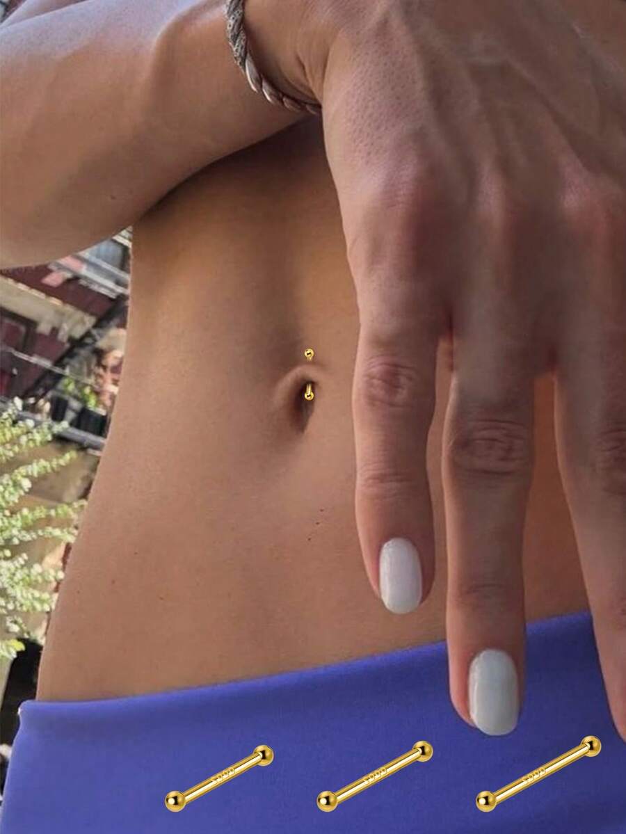 1件S925纯银肚脐环，6/8/10毫米简约字母肚脐环，适合女性日常佩戴、周年纪念、生日、海滩度假等场合。 - 單顆耳環配件 - 查看 1