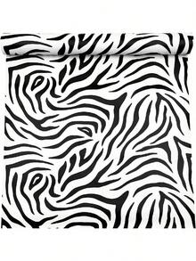 1卷动物纹乙烯基壁纸，防水可移除自粘壁纸，适用于卧室、浴室、厨房、墙面、家具、橱柜、DIY装饰，尺寸为17.7英寸 x 39.3英寸/118.1英寸/196.8英寸，斑马纹 - 斑馬 - 查看 14