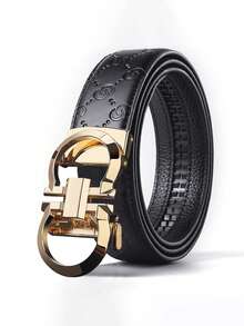 这款男士压纹PU皮革腰带采用自动扣设计，金属扣有金色、银色和黑色三种镀层可选。它采用可调节棘轮机制，风格奢华商务休闲，是父亲节、生日和周年纪念日的完美礼物。 - 彩色 - 查看 4