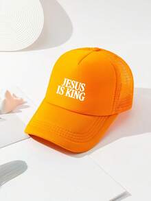1pc Fashion Sponge Cap JESUS IS KING Letter Printing Adult Truck Driver Hat Baseball Hat Fishing Hat Funny Gift Hat For Men And Women Spring And Summer - Multicolor - View 2
