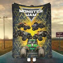 1PC 3D Monster Jam Monster Truck Cartoon Blanket, Edgy Gift For Motorsports Fans, Themed Man Cave Decor, Retro Sci-Fi Party Accent & Race Day Souvenir,Soft Throw Blanket For Home Bedroom Bed Sofa Picnic Travel Office Cover Blanket, Multiple Sizes 50x60 To 60x80 Inches - Nhiều màu 13 - Xem 3