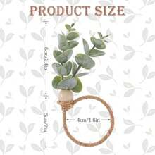 6 Pcs Rustic Farmhouse Napkin Rings Green Boho Leaf Napkin Rings Eucalyptus Wooden Bead Napkin Rings Holder For Spring Fall Family Banquet Easter Thanksgiving Christmas Wedding Table Decordjj - Green Brown - View 3