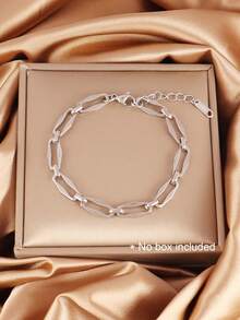 1pc Stainless Steel Geometric Rhombus Chain Bracelet For Women Fashion Simple 18K Gold Plated Bracelets Jewelry Gift - Bracelet - View 2