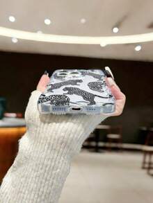 编织波浪边极简优雅TPU动物豹纹彩绘防震保护手机壳，兼容 17 Pro/17 Air/17/17 Pro Max、16/11/16 Pro/16 Plus/16 Pro Max/16 e/15 Pro Max/13/14/12/XS/XR/7G/8 Plus/XR/7/8，彩绘保护软壳，适用于 15 Pro Max、13、14、12、X、14，编织波浪边TPU防震软壳 - 彩色 - 查看 5