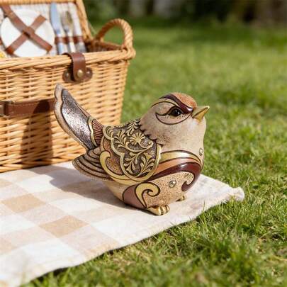 Boho Sparrow Figurines Creative Resin Bird Statue For Home Office Bookshelf