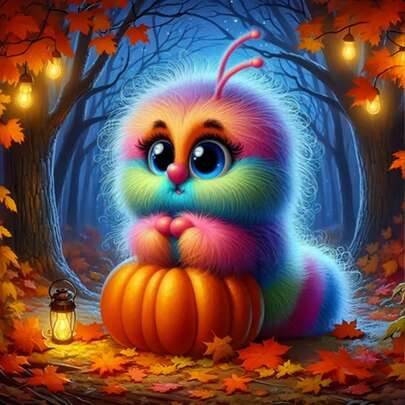 5D Diamond Painting Kit - Full Round Diamond, Pumpkin Pattern, Acrylic Craft Set For Home Decor, Frameless Diamond Painting Gift Set