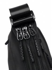 Bolso bandolera casual y minimalista de moda para hombre, mochila suave de un solo hombro para deportes - Negro - Ver 8
