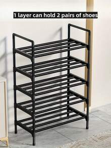 1pc Mini Shoe Rack, Space-Saving, Simple And Dustproof, Sturdy And Stylish, Easy To Assemble And Disassemble, Portable, Suitable For Living Room, Bedroom, Home, Office, Multi-Layer Storage, Suitable As A Holiday Gift, Christmas Gift, Gift, Mother's Day Gift. - Black - View 6