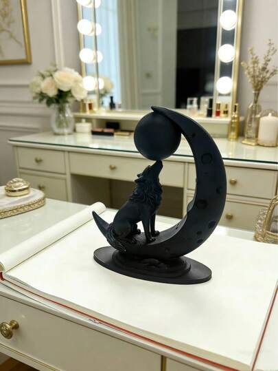 New Outdoor And Garden Decor, Yard And Garden Ornaments, Wolf Crescent Moon Combination Decor, Versatile Home Decor For Holidays