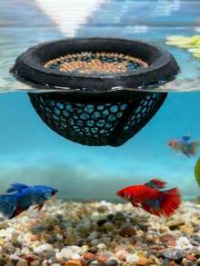 1pc Aquarium Floating Fish Rest Room, Cave And Hammock, Fry, Betta Or Shrimp Feeding Ring, Aquarium Hiding Feeding Decor Accessory - Multicolor - View 7