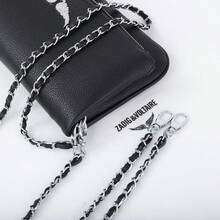 New Women's Chain Rhinestone Wing Envelope Bag, Fashionable And Versatile, Small Square Shoulder Bag/Crossbody Bag. - Black - View 1
