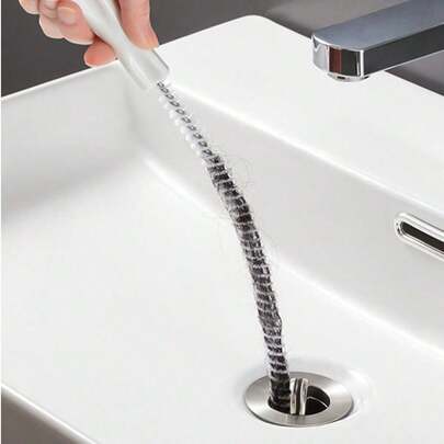 1pc Flexible Cleaning Brush For Bathroom Drain Clogged With Hair, Suitable For Sink And Pipe, Drain Cleaner
