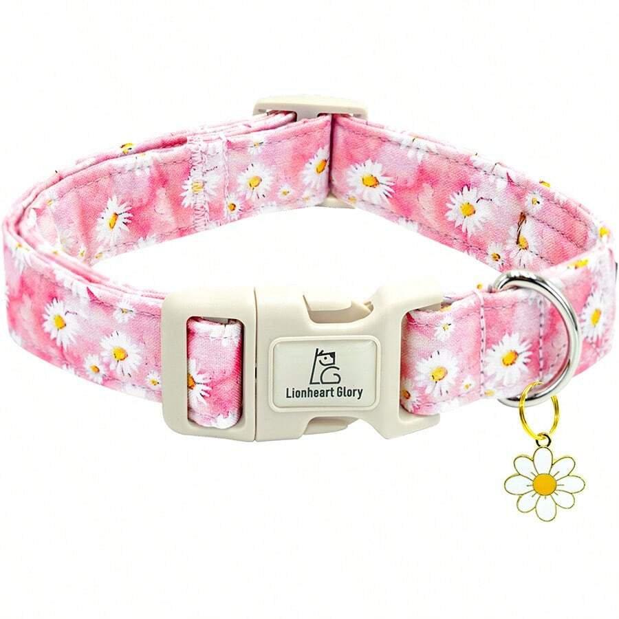 Lionheart Glory Dog Collar Cute Pink Flower Puppy Collars Soft Adjustable Pet Collars - Baby Pink - View 1