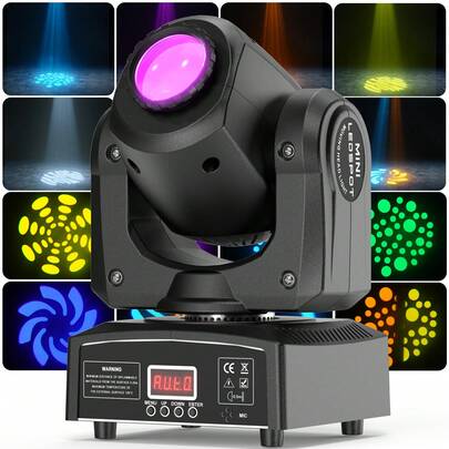 SEBRUANC 30W RGBW LED Black Stage Light , LED Moving Head Light With 8 GOBO 8 Color , Sound Activated Auto Play Remote & DMX Control  Spotlight For Church Wedding Party Bar Club Mobile Music Live Show Entertainment Stage Lighting