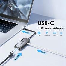 Adaptador USB-C a Ethernet, Adaptador de red con conector RJ45 de 2.5 Gbps, Plug and Play, Adaptador de internet con carga PD 95W compatible con iPhone, portátiles, PC, compatible con Windows/iOS/Linux/OS - Ver 8