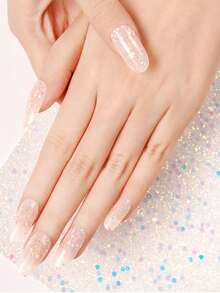 1 Box mit 20 Stücke natürliche, langanhaltend, klassische, selbstleuchtende Glitzer Nagel Aufkleber, Mehrfarbiges Design für UV Gel Maniküre, einfach anzubringen und zu entfernen - Verschiedenfarbig - Übersicht 7