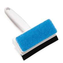 1pc Multi-Functional Window Glass Scraper, Wall Tile Cleaning Brush, Double-Sided Mirror Squeegee Sponge Brush - Blue and White - View 7