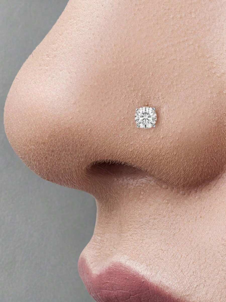 1 Đôi khuyên mũi bạc 925 đính đá Cubic Zirconia cổ điển (6-10mm), bạc không gây dị ứng, phù hợp cho nữ giới đeo hàng ngày, hẹn hò, du lịch, đám cưới, tiệc tùng, quà tặng ngày lễ.