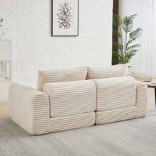 Sofas & Couches - Beige + Corduroy + 2 Seat + Modern - View 3