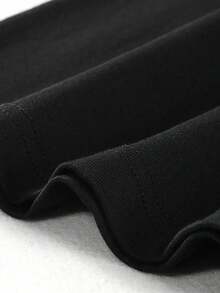 Camiseta de algodón con cuello redondo para niña, top estampado de manga corta informal y cómodo para primavera y verano. - Negro - Ver 3