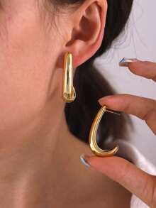 Set de 18 pendientes con estilo geométrico, adecuados para uso diario, fiestas, viajes y ocasiones casuales - Dorado - Ver 6