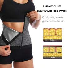Women's Weight Loss Sauna Sweat Waist Training Belt With Zipper Adjustable Fit Shapes Your Waistline Enhances Posture And Abdominal Control - Grey - View 3