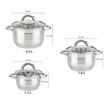 Panela de aço inoxidável para sopa, com diâmetro de 14 cm a 32 cm, ideal para uso doméstico. Adequada para fogões de indução e a gás. Multifuncional para cozinhar sopas, macarrão, mingau e ensopados. Possui alças duplas, é fácil de limpar e tem tamanhos que variam de 14 cm a 32 cm. - prata - Ver 22