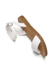 Women'S One Band Ankle Strap Buckle Comfort Flat Sandals Fashion Casual Summer Shoes - trắng - Xem 5