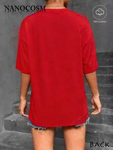 [100% Cotton] DVD Video Nostalgic Green Logo, Vintage Gaming Print T-Shirt, 2000s Aesthetic, Retro Good Shirts, Casual Round Neck Short Sleeve Pullover Tops For Spring / Summer / Fall -Unisex Women & Men's Campus Daily Wear - 紅色 - 查看 3