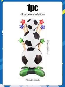 1PC/2Pcs Standing 5-Star Football, Football Balloon, Suitable For Football Field Decoration, Sports Theme Party Supplies, Birthday Party Decoration, Football Theme Party, Sports Event Party Supplies - Multicolor - View 4