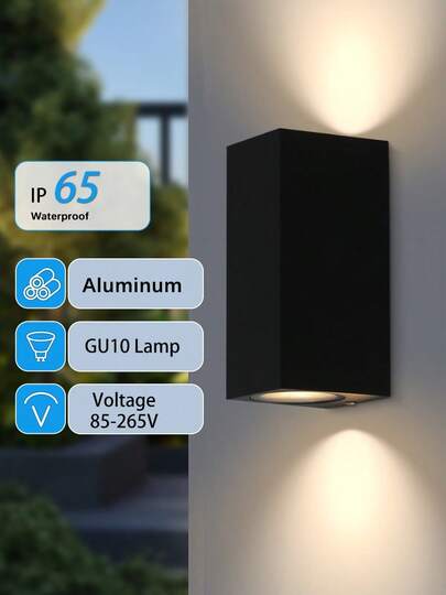 CANMEIJIA LED Garage Light, Outdoor Wall Light With GU10 Socket, Floodlight, Aluminum Decorative Courtyard Light, Indoor Wall Lamp, Outdoor Waterproof IP65 Home Lighting, Path Light, Square Wall Lamp Suitable For Outdoor Patio/Stairs/Street/Indoor/Garden/Living Room/Bathroom/Kitchen/Bedroom/Hallway/Interior Wall/Exterior Wall