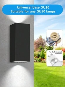CANMEIJIA LED Garage Light, Outdoor Wall Light With GU10 Socket, Floodlight, Aluminum Decorative Courtyard Light, Indoor Wall Lamp, Outdoor Waterproof IP65 Home Lighting, Path Light, Square Wall Lamp Suitable For Outdoor Patio/Stairs/Street/Indoor/Garden/Living Room/Bathroom/Kitchen/Bedroom/Hallway/Interior Wall/Exterior Wall - 黑色 - 查看 9