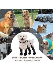 Adjustable Waterproof Anti-Slip Outdoor Pet Dog Paw Protective Boots For Small & Medium Dogs - Multicolor - View 5