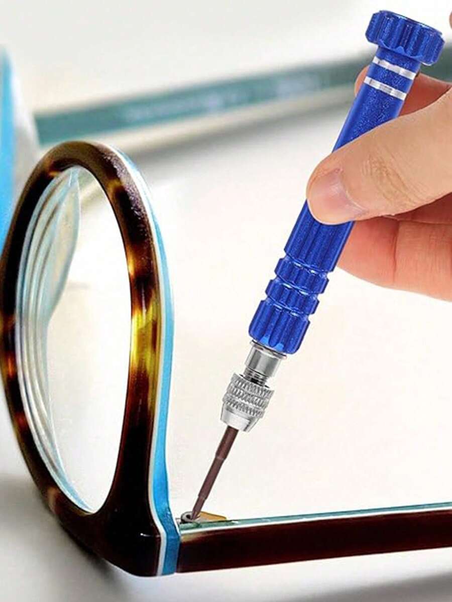 1pc Blue Aluminum Alloy 5-In-1 Screwdriver Disassembly Tool, Multi-Functional Screwdriver Set Suitable For Glasses, Phones, Laptops - Blue - View 1