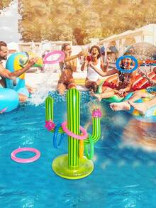 5件套夏季游泳池PVC充气仙人掌陷阱玩具，水上派对沙滩投掷游戏，户外漂浮玩具，成人充气互动水上玩具，限18岁以上 - 充氣仙人掌 - 查看 8