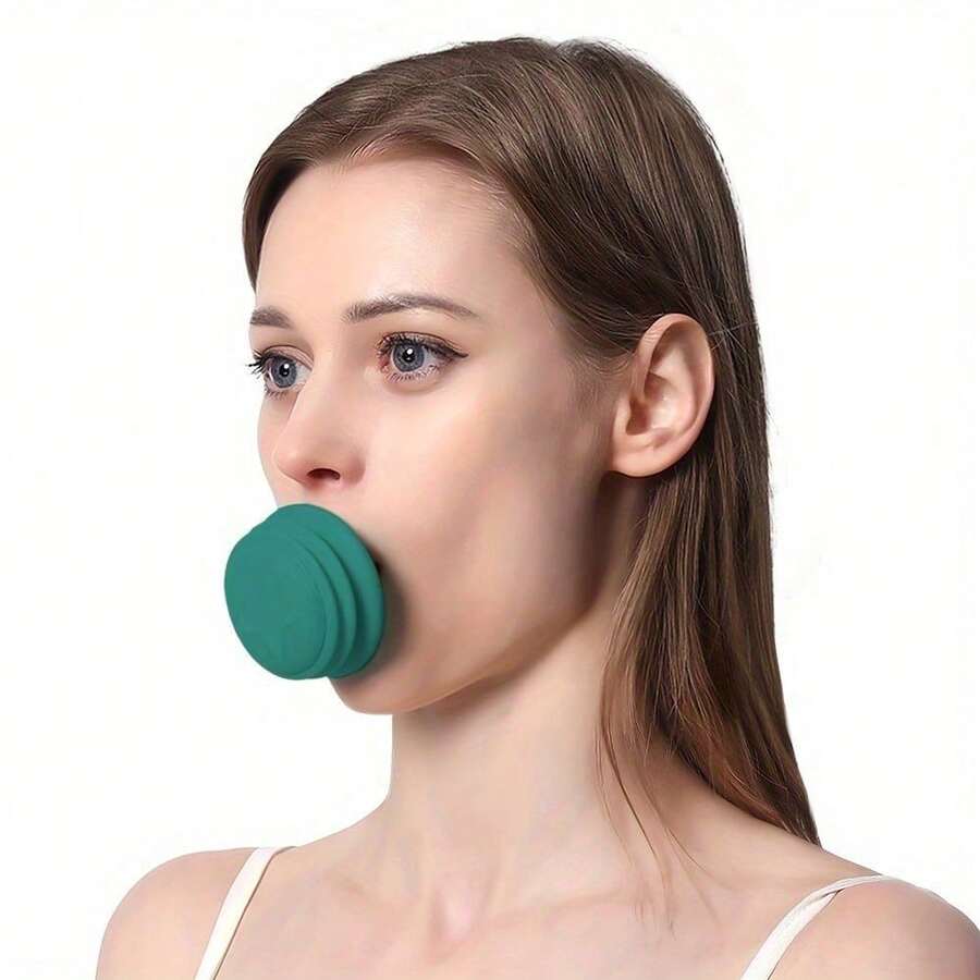 1pc V-Shaped Double Face Exerciser - Portable Green Jaw Face Neck Toning Exerciser For Women - Lift, Firm, And Tone Your Skin - Pink - View 1