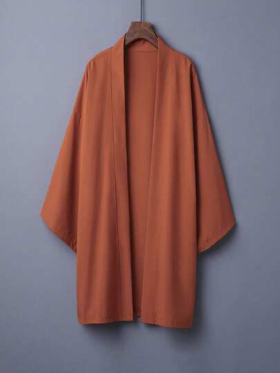 Japanese/Hong Kong Style Solid Color Versatile Mid-Length Windbreaker Cardigan, Chinese Traditional Hanfu Inspired Lightweight Coat, Cosplay Outerwear Spring