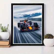 1套[30*40厘米/11.8*15.7英寸]5D亚克力钻石画套装，F1赛车图案，适合成人初学者DIY马赛克钻石画，全钻手工DIY钻石画，适用于客厅、卧室、办公室墙面装饰，可作为送给家人和朋友的惊喜礼物，无框 - 無框 - 查看 2