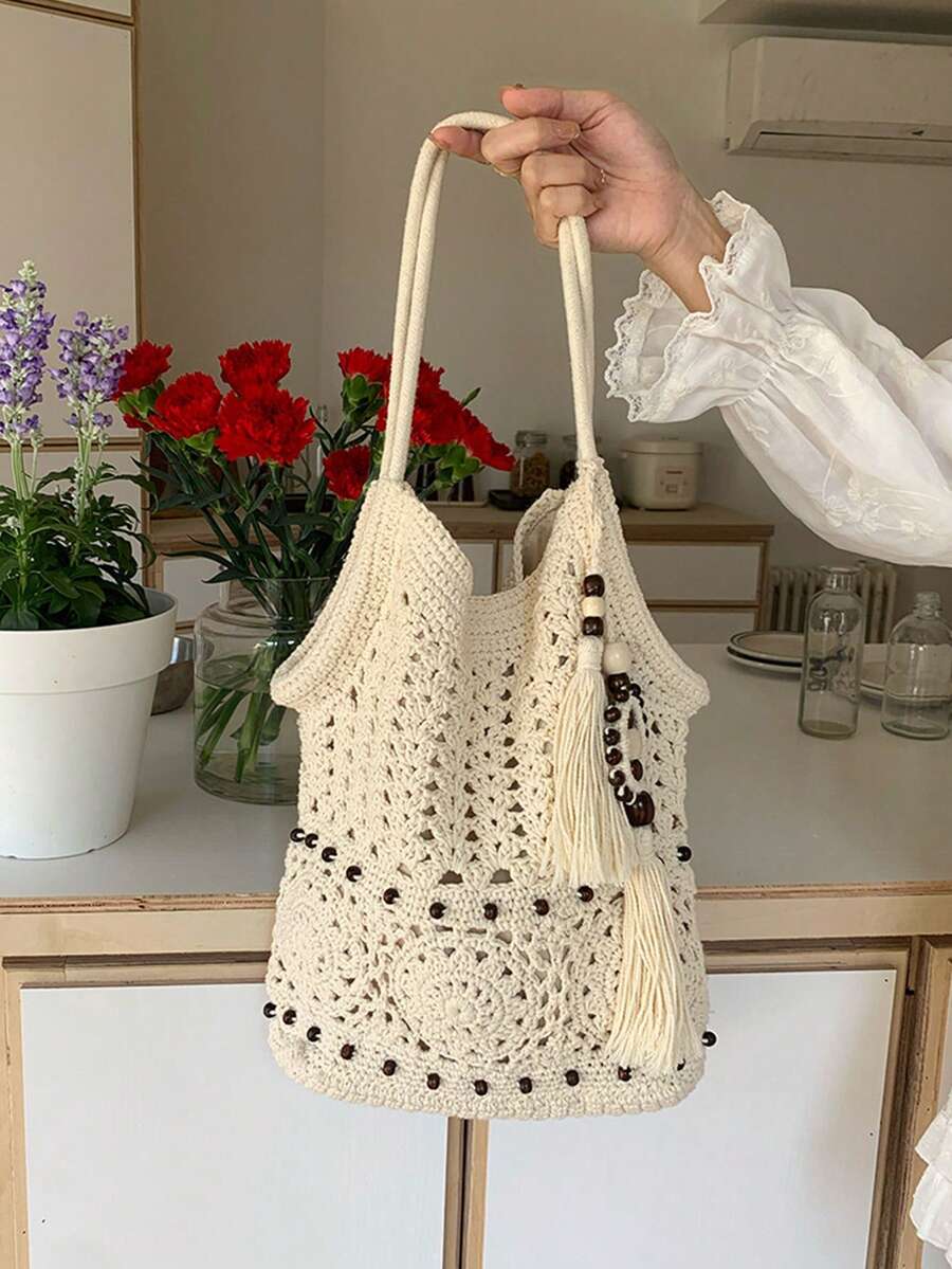 Túi tote dệt rỗng mới mùa Xuân/Hè 2026, túi đeo vai nữ thích hợp cho đi biển, nghỉ mát, công sở, thường ngày, đi làm, mua sắm, hẹn hò, du lịch, đi học và sử dụng hàng ngày.