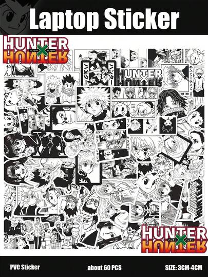 60pcs , Killua Zoldyck, Hisoka Morrow, Kurapika, Chrollo Lucilfer, Gon FREECSS, Anime, Shonen Action, Otaku Culture Enthusiasts, Cartoon Funny Animation Character Stickers For Luggage, Laptop, Bicycle, Motorcycle, Stationery, Scooter, Furniture, Fridge, Phone, Tumbler, Helmet, Car, Suitable As Gifts For Friends, Family, Fans