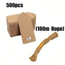 10-100 Stücke blanke Kraftpapier-Etiketten zum Selbstgestalten, mit Juteschnur. Für Hochzeitsdekoration, Süßigkeitenverpackung, Geschenkanhänger, Grußkarten - Verschiedenfarbig - Übersicht 13