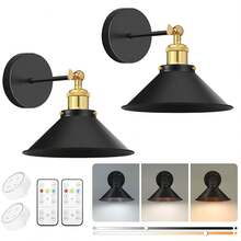 Đèn tường chạy bằng pin, đèn tường kiểu cổ điển, đèn treo tường vận hành bằng pin, đèn treo tường không dây kiểu nhà nông thôn, bộ đơn, có điều khiển từ xa, có thể điều chỉnh độ sáng, thích hợp cho phòng ngủ, hành lang kiểu công nghiệp. - Nhiều màu - Xem 11