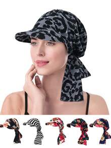 1件欧美新款花卉头巾帽，花卉头巾帽，穆斯林长尾头巾帽 - 彩色 - 查看 9