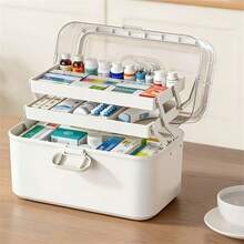 Caja de almacenamiento de medicamentos de múltiples capas de gran capacidad - Botiquín de primeros auxilios espacioso, material de plástico duradero, adecuado para el hogar y la residencia, excelente organizador de medicamentos - Multicolor - Ver 8